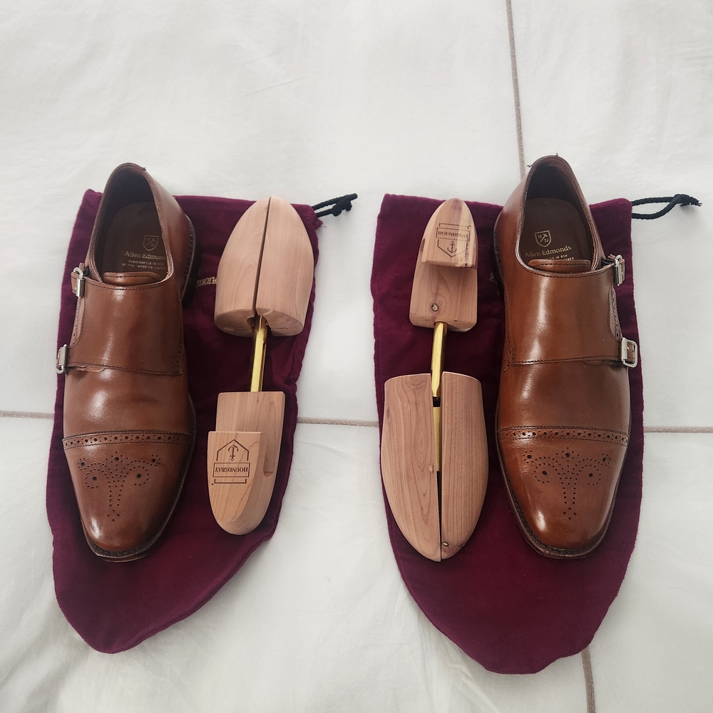 Allen Edmonds Double Monk Strap Men's Brown Leather Dress Shoes